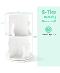 Slickblue 2 Tier Rotating Kids Bookshelf with Bunny Storage Baffles