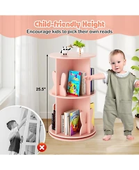 Slickblue 2 Tier Rotating Kids Bookshelf with Bunny Storage Baffles