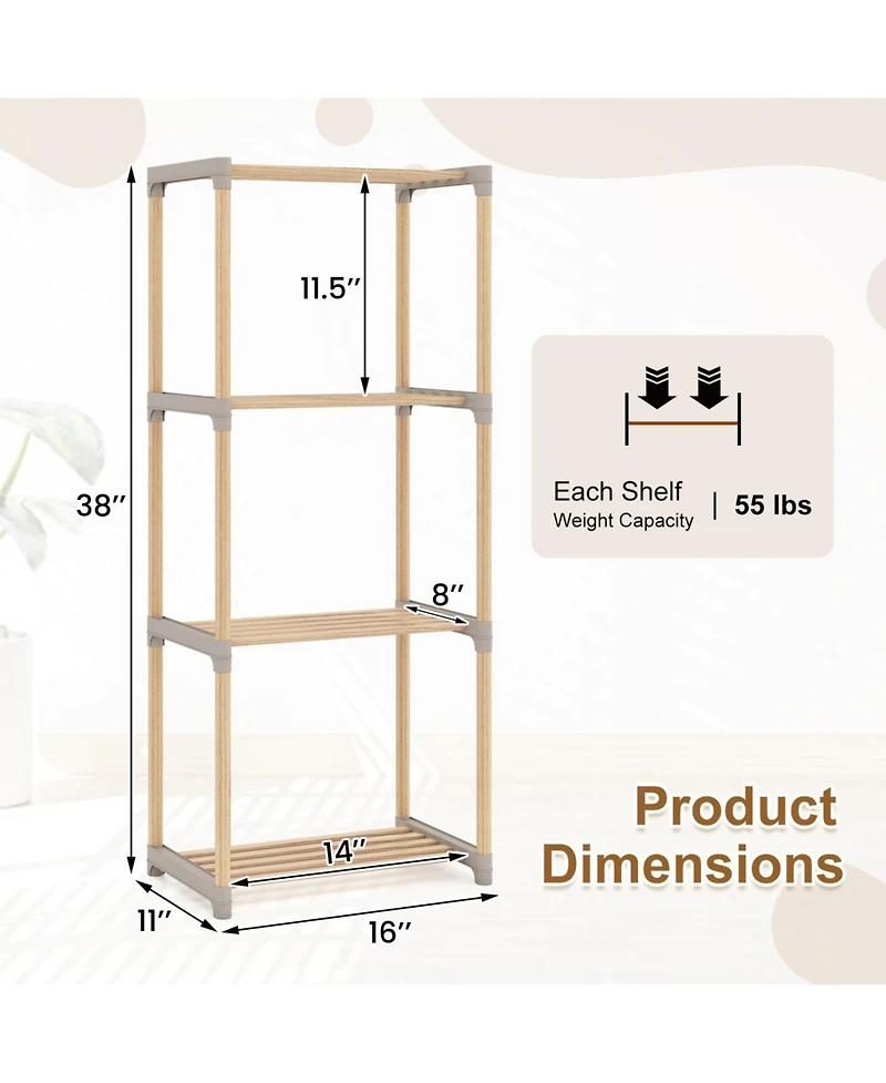 Slickblue 4 Tier Open Shelf Storage Bookcase for Home and Office Spaces