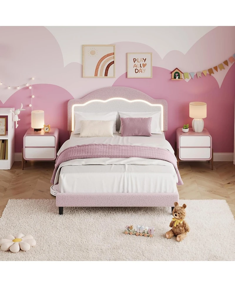 gaomon Full Size Lambskin Soft Bag Princess Bed for Girls, Cozy Upholstered Mattress, Soft and Plush Design, Perfect for Bedroom, No Box Spring Needed