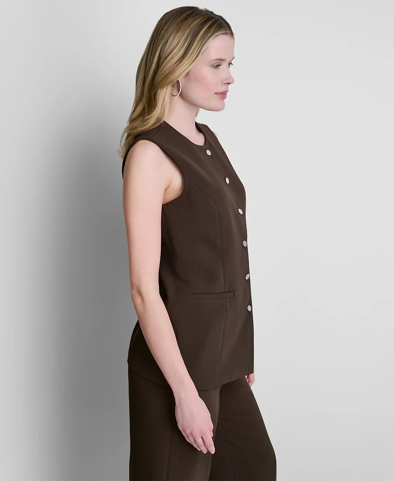 Dkny Petite Longline Crewneck Vest