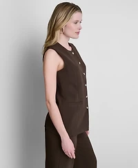 Dkny Petite Longline Crewneck Vest