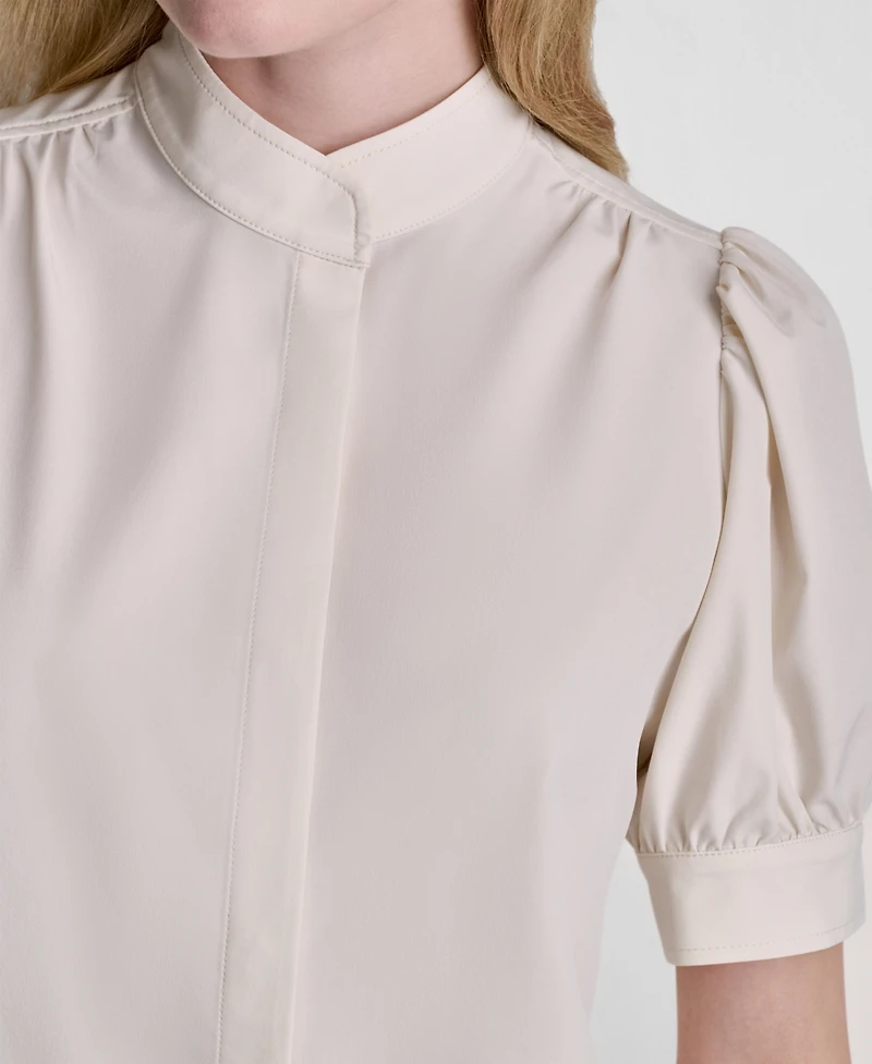 Dkny Petite Woven Mandarin Collar Blouse
