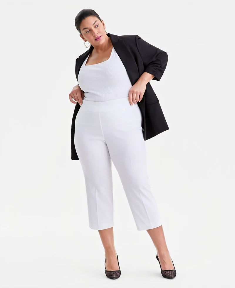 I.n.c. International Concepts Plus Mid-Rise Pull-On Capri Pants, Created for Macy's