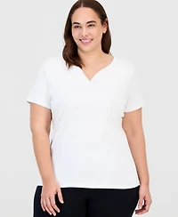Style & Co Plus Short-Sleeve Henley Top