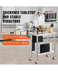 Gouun Stainless Steel Rolling Work Table with 4 Casters.