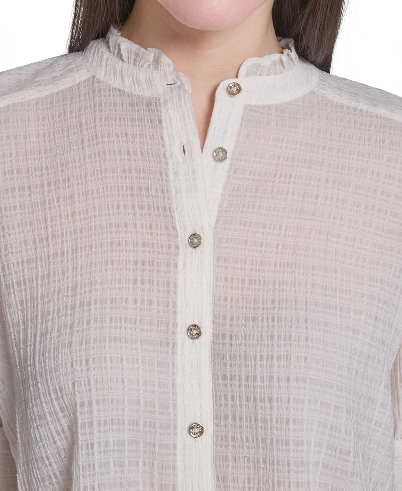 Tommy Hilfiger Women's Puff-Sleeve Button-Front Top