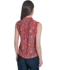 Tommy Hilfiger Women's Band Collar Ruffle Placket Top