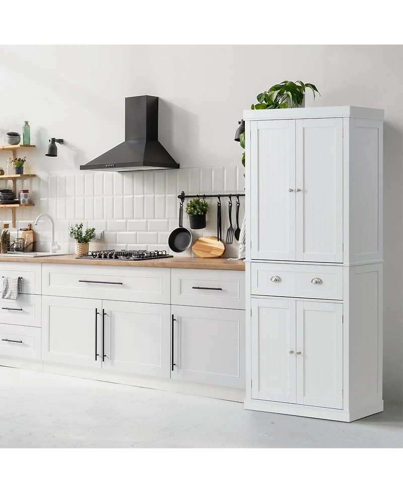 Gouun 72 in Tall Freestanding Kitchen Pantry Storage Cabinet with Adjustable Shelves