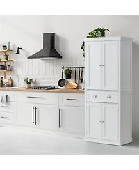 Gouun 72 in Tall Freestanding Kitchen Pantry Storage Cabinet with Adjustable Shelves