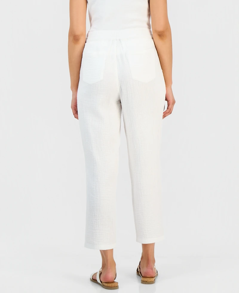 Style & Co Petite Mid-Rise Tapered Cotton Pull-On Pants, Macy's Exclusive