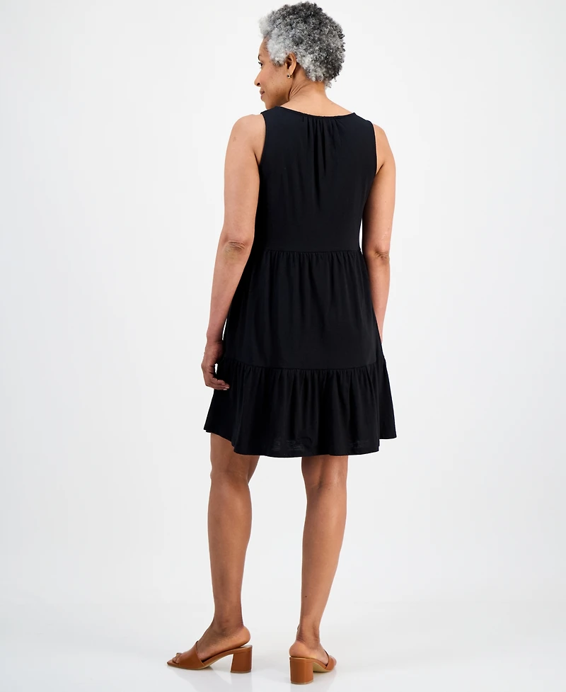 Style & Co Petite Round-Neck Tiered Tank Dress, Macys Exclusive