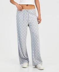 Hippie Rose Juniors' Pointelle Printed Drawstring Lounge Pants