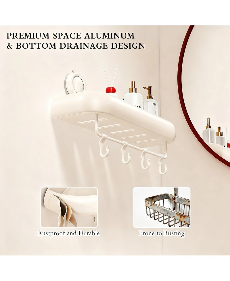 Yigii Shower Suction Cup Corner Shelves No Drilling Aluminum Bathroom Organizer