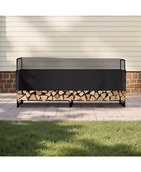 Gouun 8 feet Firewood Rack with Waterproof Cover Half Cord Outdoor Log Holder
