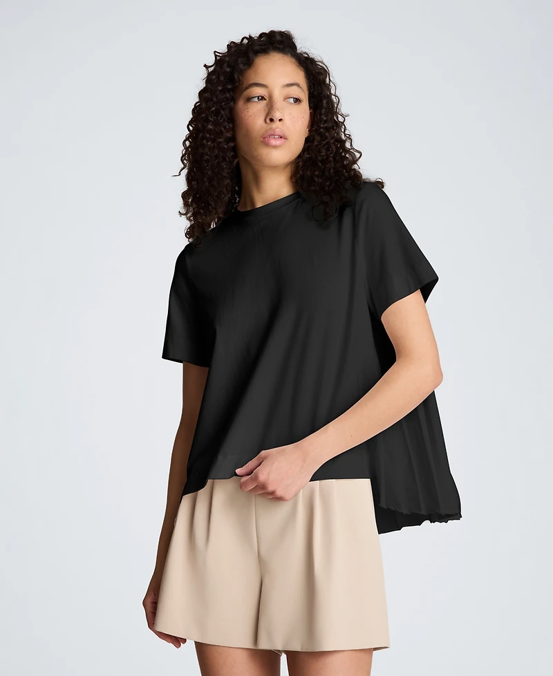Kenneth Cole Women's Short-Sleeve High-Low Pleated Back T-Shirt