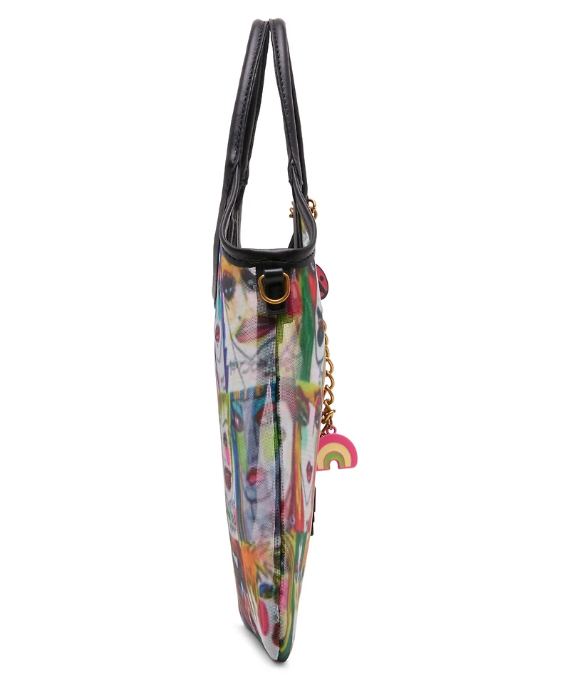 Betsey Johnson Artwork Faces Mini Satchel Handbag