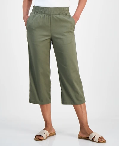 Style & Co Petite Pull-On Wide-Leg Twill Capri, Macy's Exclusive