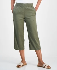 Style & Co Petite Pull-On Wide-Leg Twill Capri, Macy's Exclusive