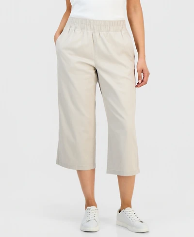 Style & Co Petite Pull-On Wide-Leg Capri Pants, Macy's Exclusive