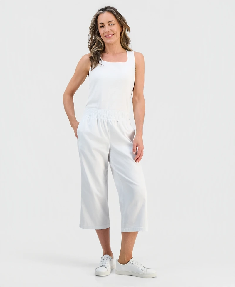 Style & Co Petite Pull-On Wide-Leg Twill Capri, Macy's Exclusive