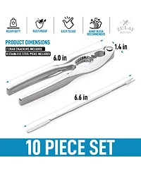 Zulay Kitchen 10 Piece Crab Crackers and Tools Set - Cracks Small to Large Pieces