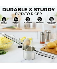 Heavy Duty Professional Stainless Steel Potato Masher and Ricer Kitchen Tool, Press Mash