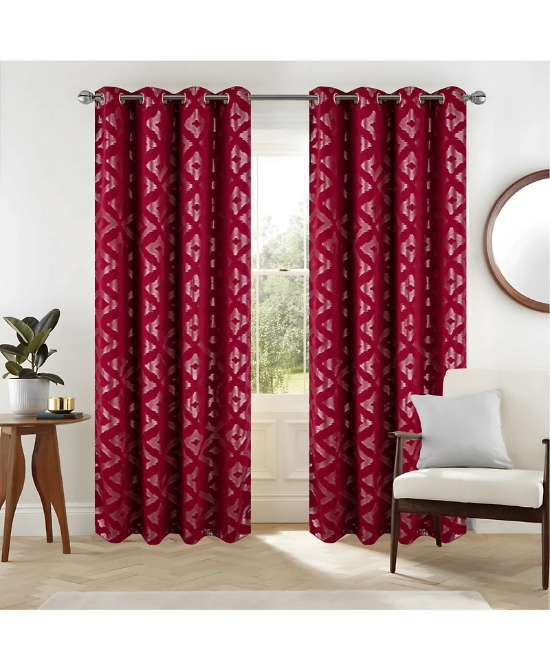 Rt Designers Collection Heathrow Halo Foil Blackout Polyester Window Curtain Grommet Panel