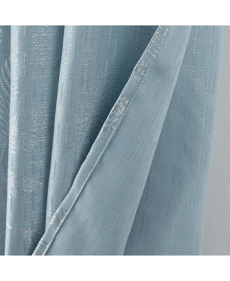 Rt Designers Collection Bexley Foil Jacquard Polyester Window Curtain Grommet Panel 52" x 84