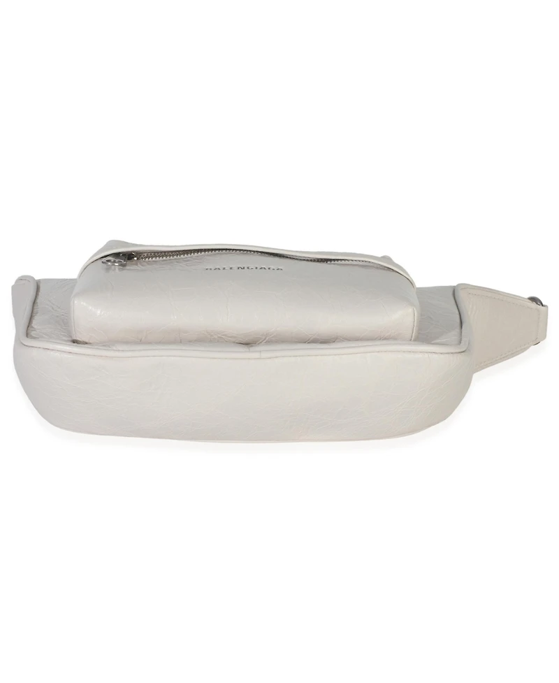 Pre-Owned Balenciaga White Distressed Calfskin Medium Raver Shoulder Bag