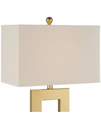 360 Lighting Marshall Modern Table Lamp with White Marble Riser 30" Tall Champagne Gold Oatmeal Shade for Bedroom Living Room Bedside Nightstand House