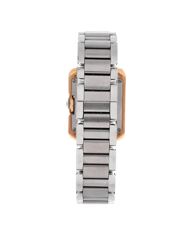 Pre-Owned Cartier Tank Anglaise Quartz Watch in Stainless Steel and Rose Gold with Diamond Bezel 23mm
