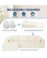gaomon 108" Boneless Modular Sectional Sofa, Cloud Couch, No Assembly Convertible Sofa
