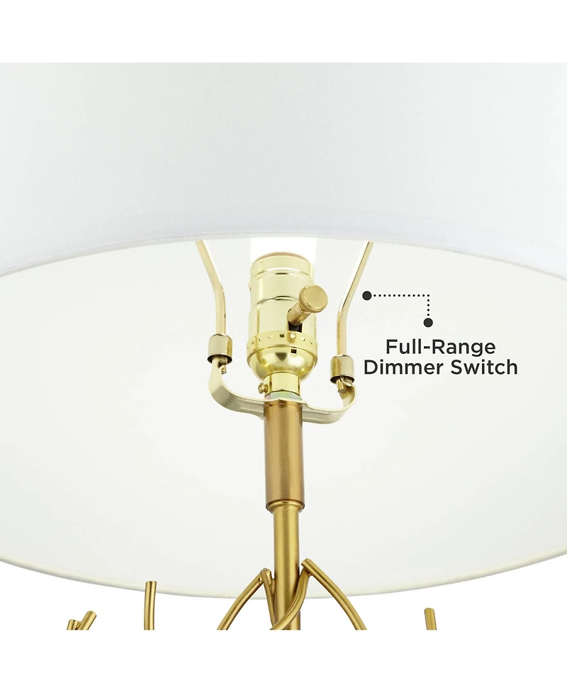 Possini Euro Design Johan Modern Table Lamp 30 1/2" Tall Sculptural Gold Open Grid Metal Drum Shade Bedroom Living Room Bedside Nightstand