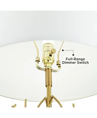 Possini Euro Design Johan Modern Table Lamp 30 1/2" Tall Sculptural Gold Open Grid Metal Drum Shade Bedroom Living Room Bedside Nightstand