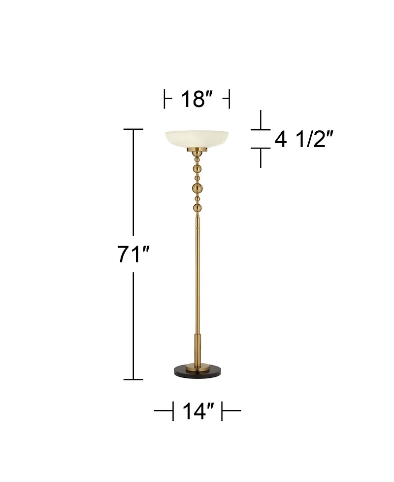 Possini Euro Design Summit Light Blaster Modern Torchiere Floor Lamp 71" Tall Warm Gold Frosted Glass Shade for Living Room Bedroom Office House
