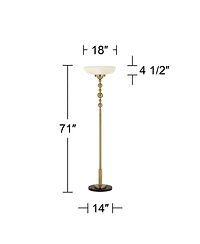 Possini Euro Design Summit Light Blaster Modern Torchiere Floor Lamp 71" Tall Warm Gold Frosted Glass Shade for Living Room Bedroom Office House