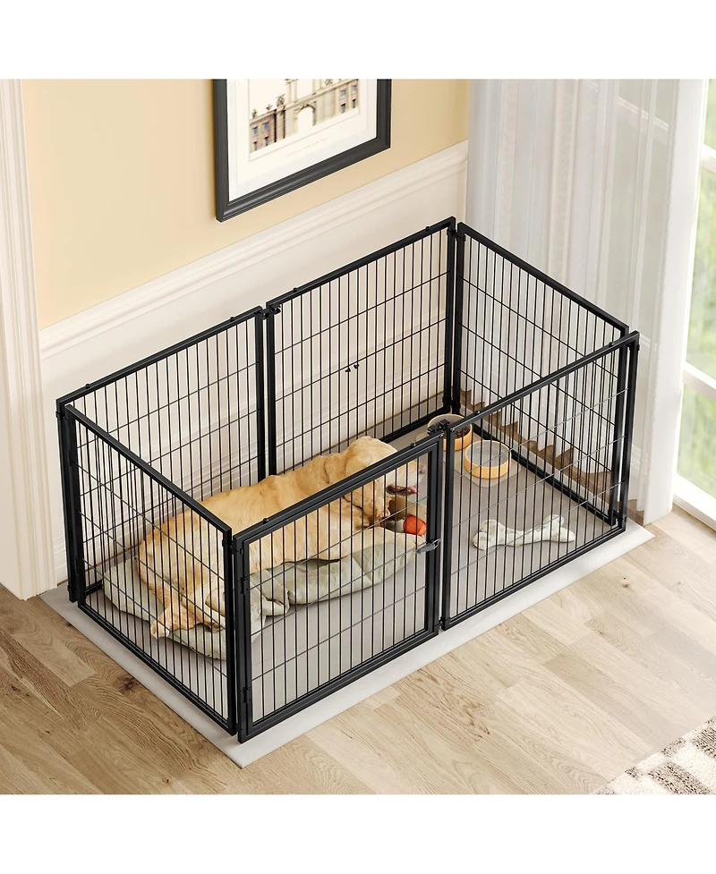 Aostirmotor 63.7" Large Dog Cage Kennel for Medium Dogs Puppy Playpen with Top, Indoor Pet Enclosure