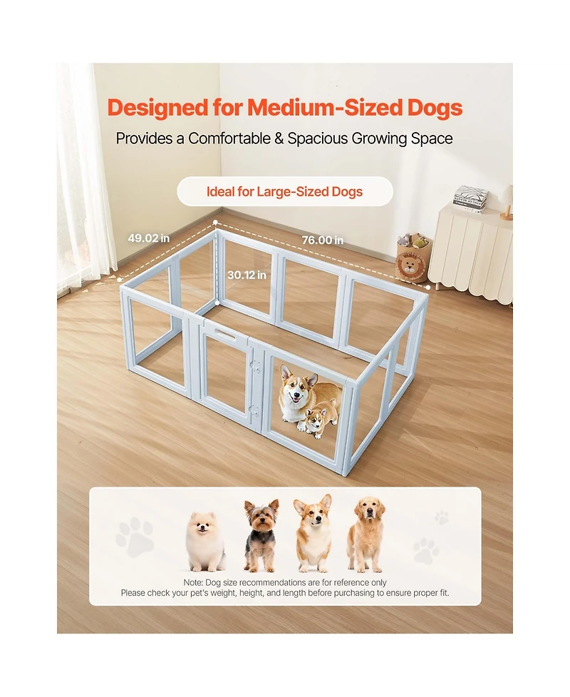 Aostirmotor 76" Dog Whelping Box with Transparent Window Playpen for Large Dogs