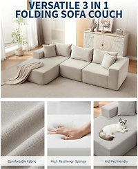 gaomon 108" Modular Cloud Sectional Sofa, L-Shaped Couch with Chaise, Deep Seat, No Assembly