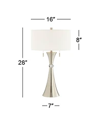 360 Lighting Rachel Art Deco Style Table Lamps 28" Tall Set of 2 Column Metal with Table Top Dimmers Drum for Bedroom Living Room Bedside
