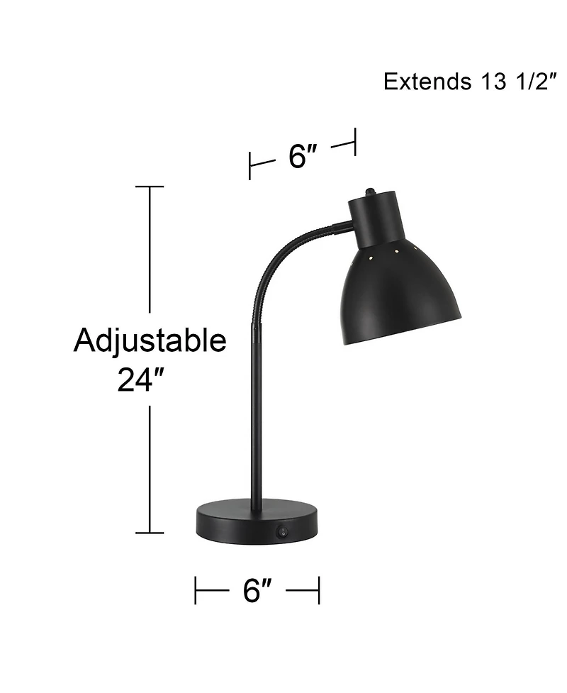 360 Lighting Piper 24" High Gooseneck Small Modern Desk Lamps Set of 2 Usb Port Metal Home Office Living Room Charging