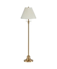 360 Lighting Dyna Traditional Tall 2-Light Standing Floor Lamp Pull Chain Gold Antique Brass Finish Pleated