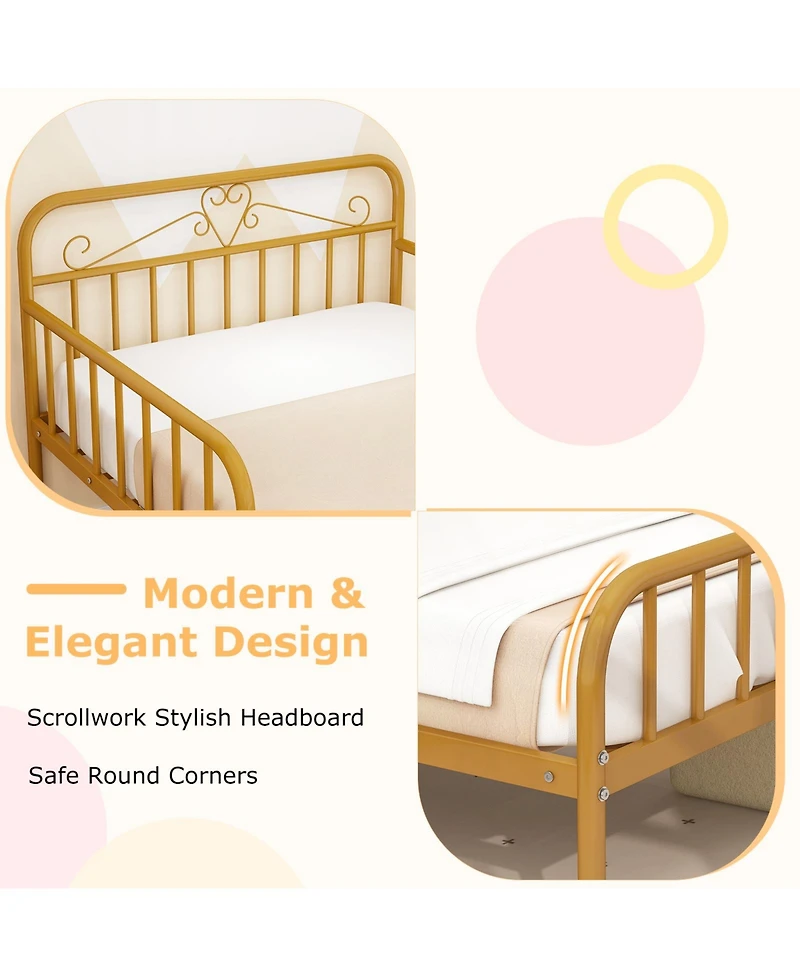Gouun Bed Frame with Headboard and Safety Side Guardrails