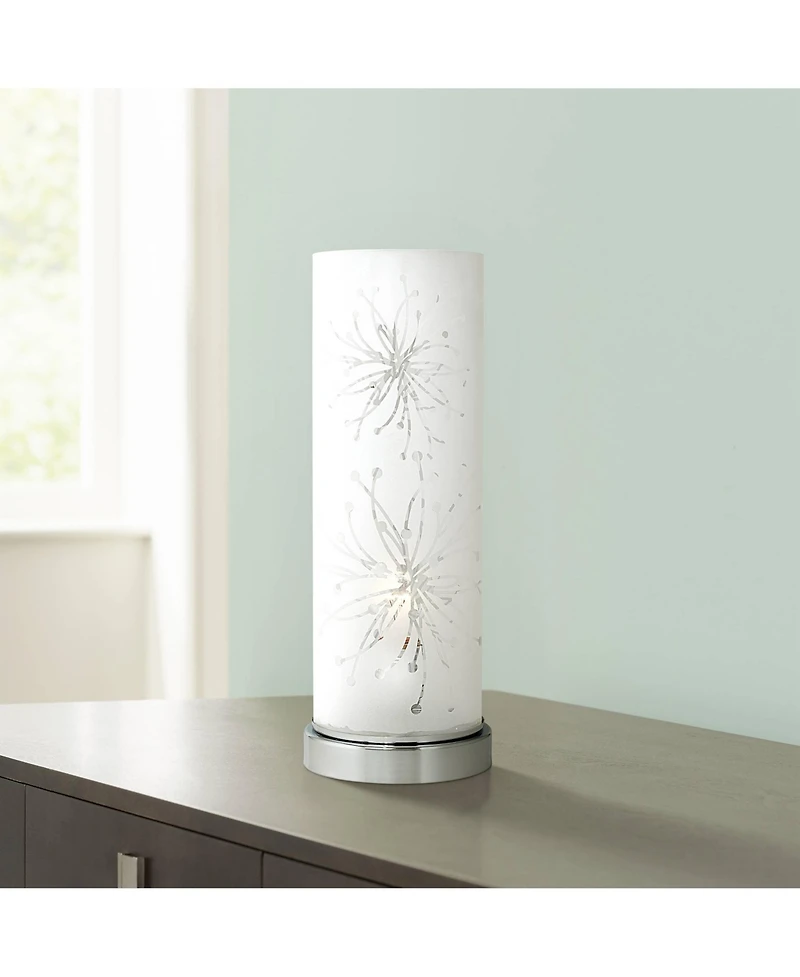 360 Lighting Modern Accent Table Lamp 14 1/4" High Metal Glass Cylinder Shade for Bedroom House Bedside Nightstand