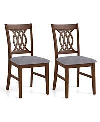 Gymax Dining Chairs Set of w/Padded Seat Hollowed Backrest and Rubber Wood Frame