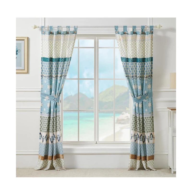 Greenland Home Fashions Thalia Stylized Florals and Geometric Prints Bohemian Ultimate Comfort Panel Pair Each Panel 42"x84"