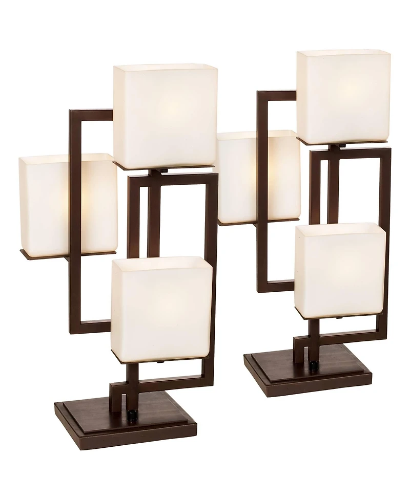 Possini Euro Design 24" High Geometric Small Modern Table Lamps Set of 2 Roman Bronze Finish Metal Living Room Bedroom