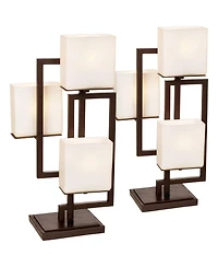 Possini Euro Design 24" High Geometric Small Modern Table Lamps Set of 2 Roman Bronze Finish Metal Living Room Bedroom