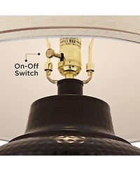 Barnes and Ivy 27.25" Tall Rustic Farmhouse Table Lamp with Hammered Bronze Finish and Usb Dimmer